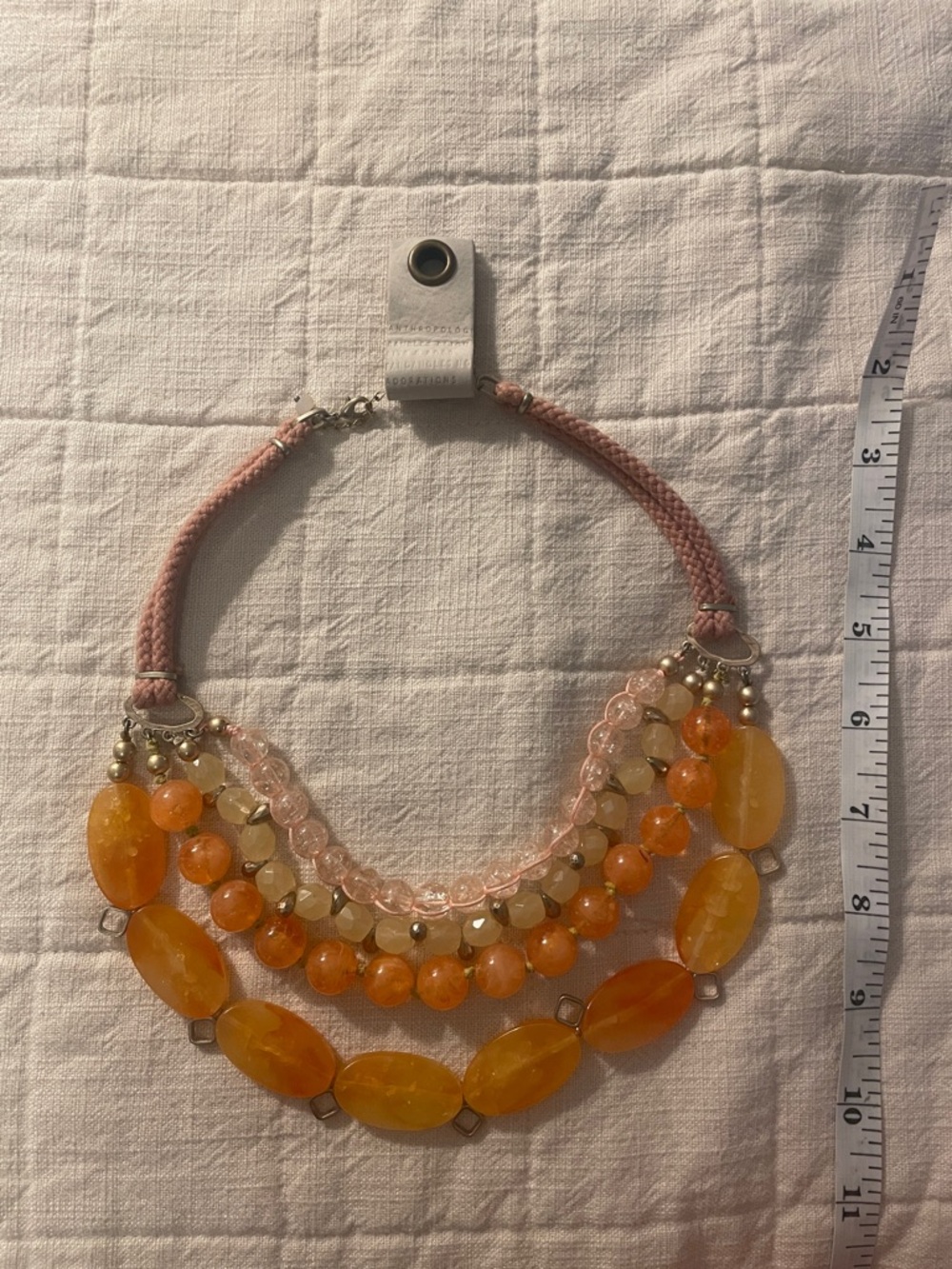 Anthropologie Layered Orange Bead Statement Necklace